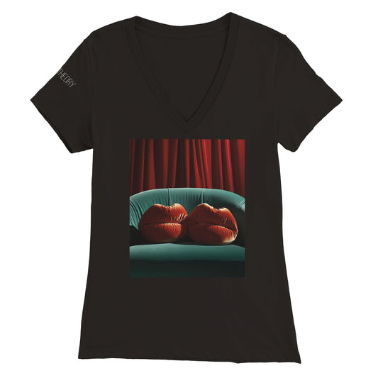 Hot Lips Dark (Premium Womens V-Neck T-shirt - shipping included)