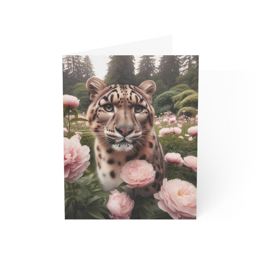 Peony Leopard Blank Inside - Greeting Cards (1, 10 pcs)